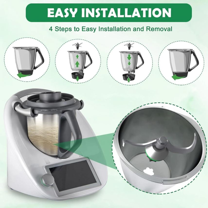 Teigmesser für Thermomix TM6, TM5, Edelstahl Teigmischmesser