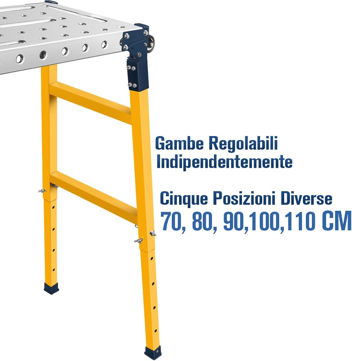 Piattaforma da Lavoro Multifunzione 2-in-1 | Trabattello Portatile Tavolo per Saldatura con Ruote | Lavoro Zincata 36x140 cm | Portata 500 KG